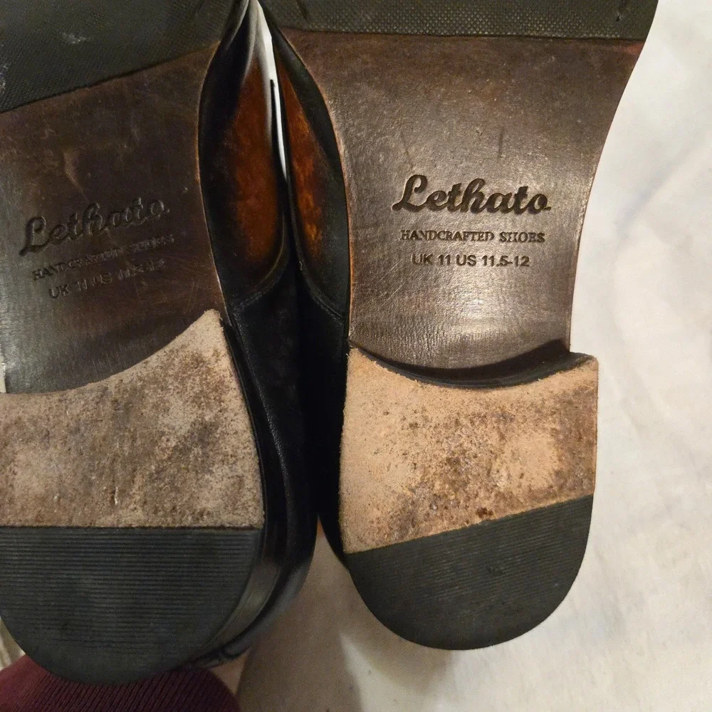 Dress Shoes Lethato Double Monk Strap Size 12 Mens Brown Black Burnished Leather